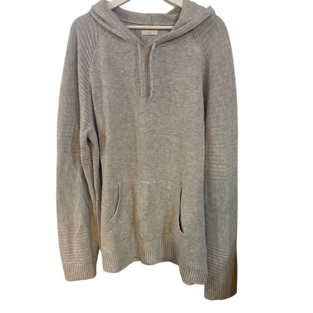 Candy & caviar gray long sleeve hooded kangaroo pouch sweater large wool blend